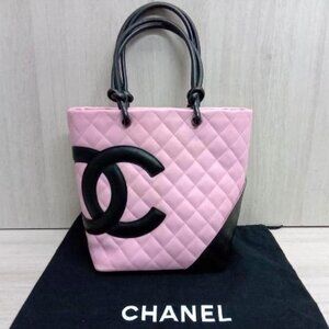 Authentic Chanel Cambon Ligne Quilted Calfskin Tote Medium Shoulder Bucket Bag